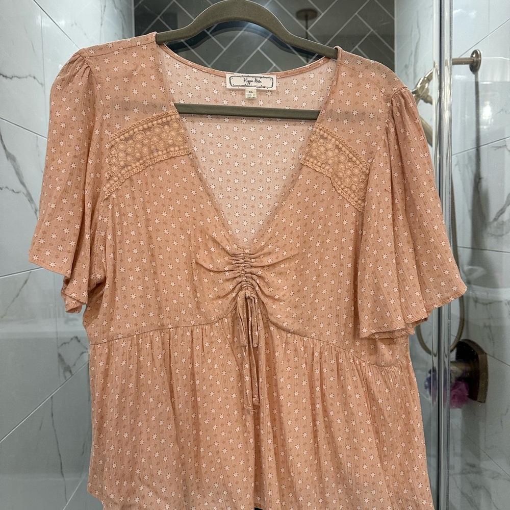 New! Hippie Rose floral Blouse with Star Design